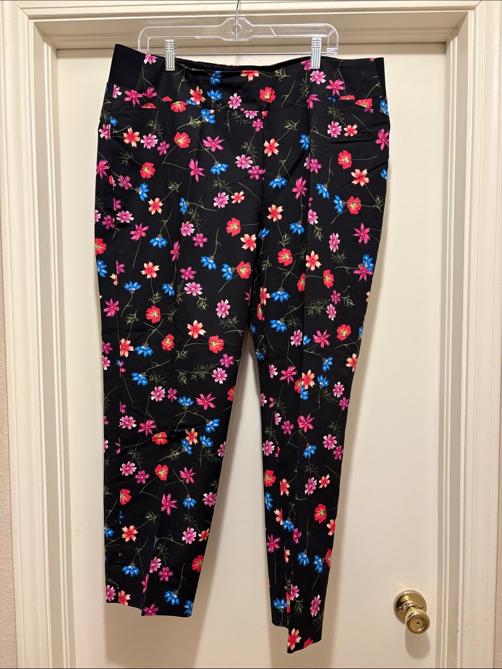 Investments Black Floral Straight Leg Pants - Pink & Blue Flowers